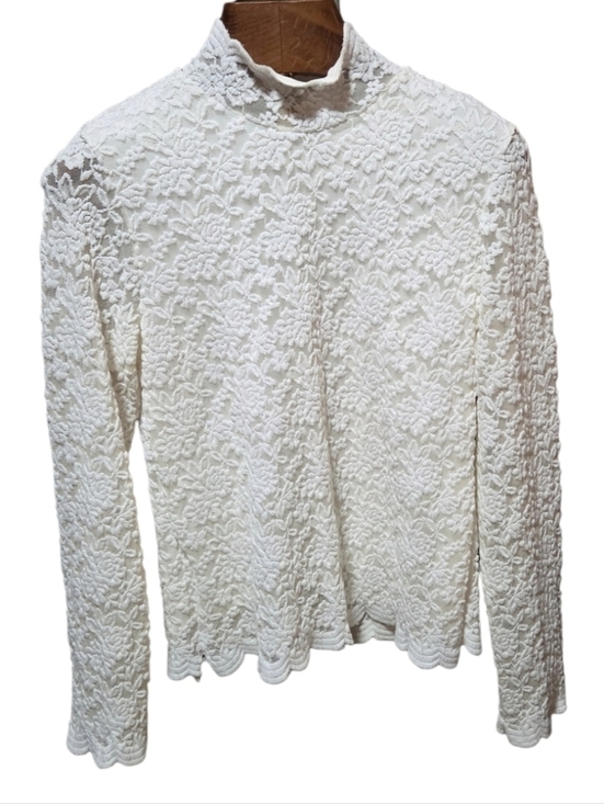 Coldwater Creek Tops - Vintage Y2K Coldwater Creek White Lace Mockneck Long Sleeve Shirt Size Medium